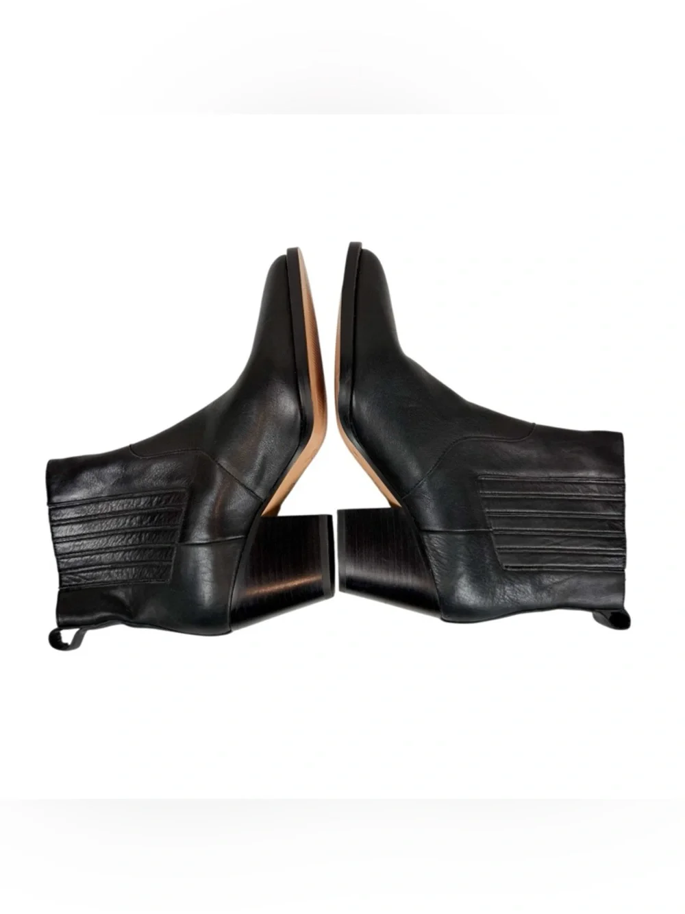 J. Crew Black Leather Point‎ Toe Heeled Chelsea Western Ankle Boots Size 8